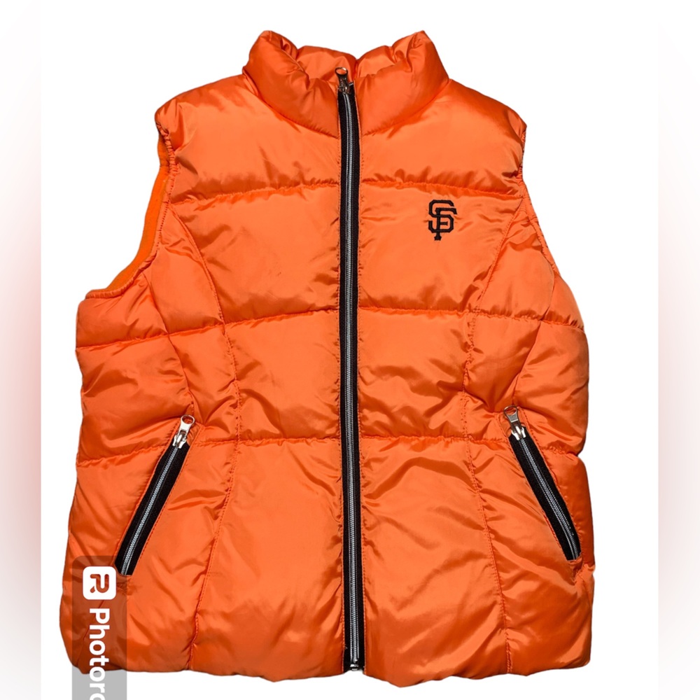 G-III Sports San Francisco Giants Puffer Vest Kids Medium 9/10 Orange Down Fill‎